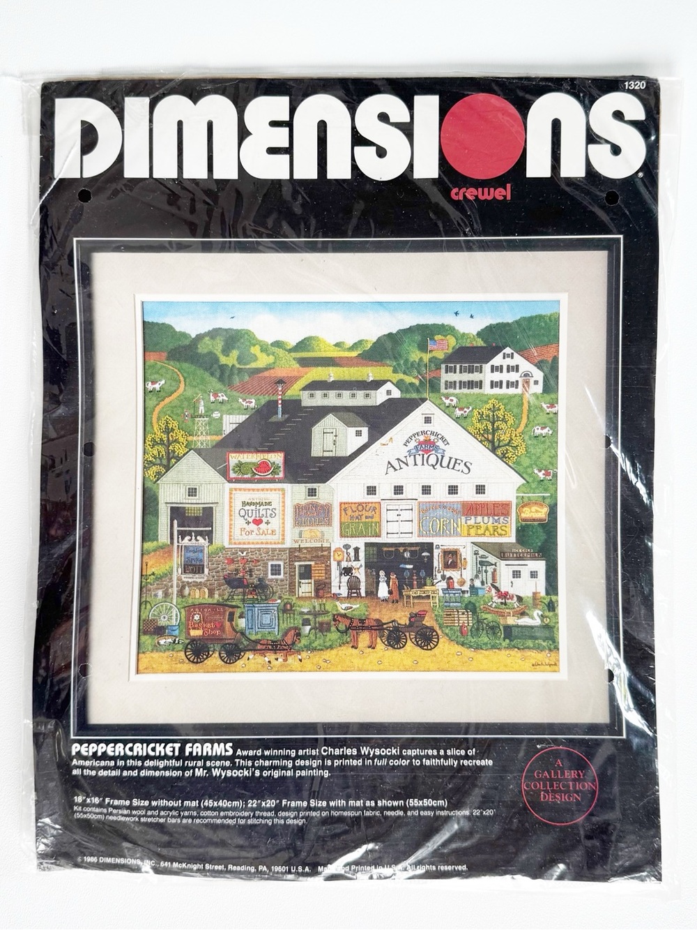 Dimensions Crewel Embroidery Kit 1320 "Peppercricket Farms" by Charles Wysocki